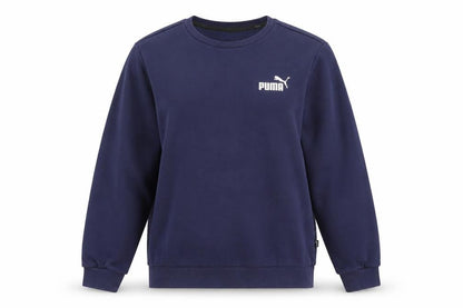 Front view of Puma unisex adults blue sweatshirt, size S, crew neck