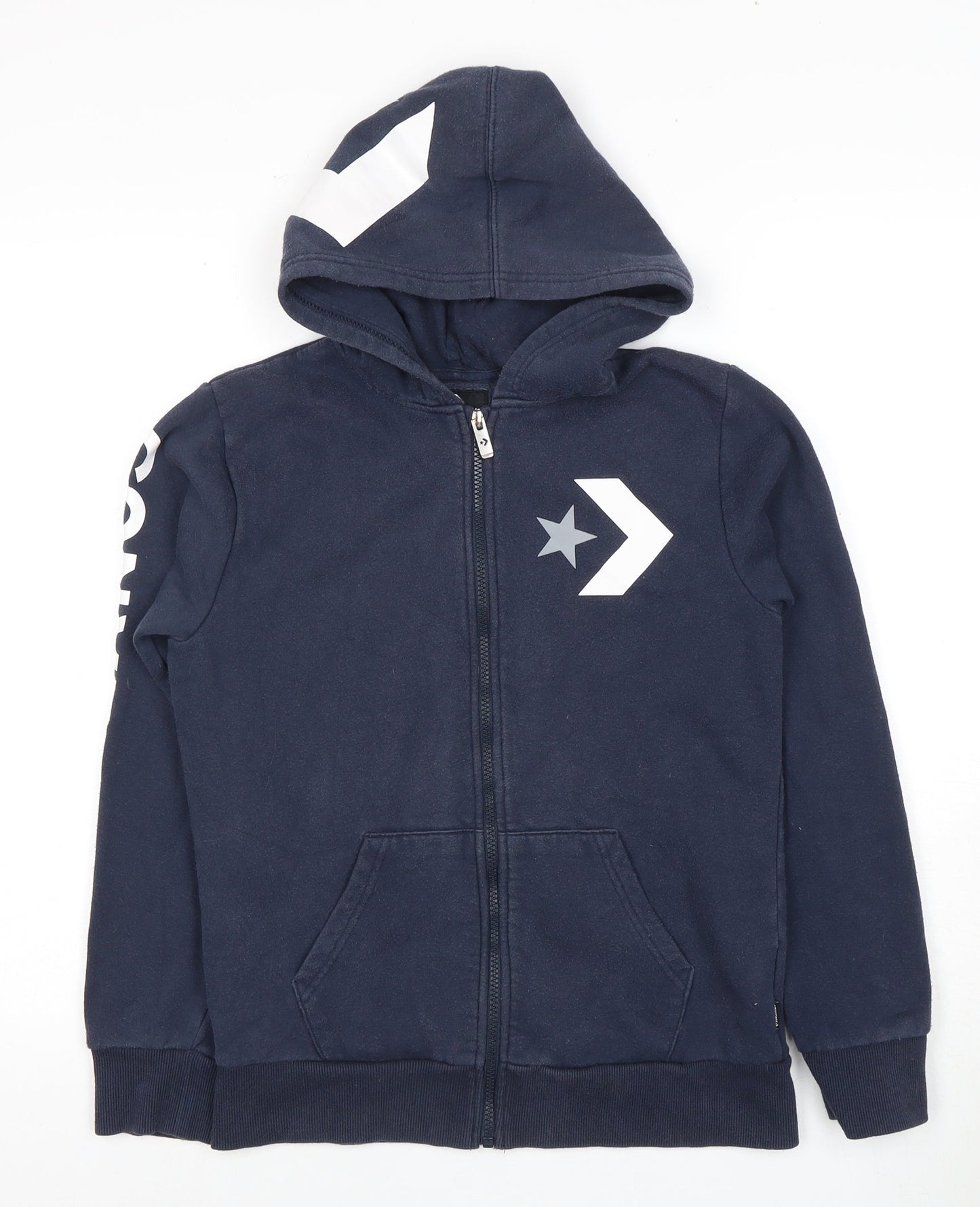 Converse Boys Blue Full Zip Hoodie with Logo, Size L