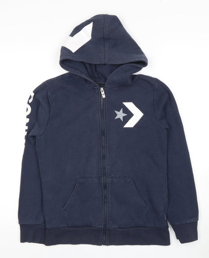 Converse Boys Blue Full Zip Hoodie with Logo, Size L