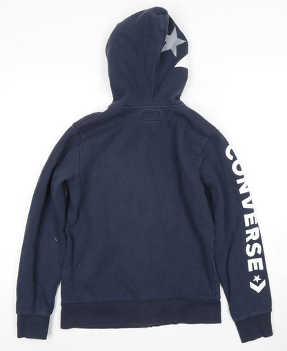 Converse Boys Blue Full Zip Hoodie with Logo, Size L