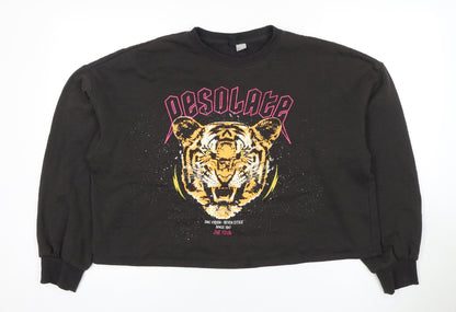 H&M Unisex Black Tiger Print Sweatshirt, Size L