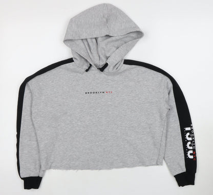 New Look Girls Grey Hoodie, Age 12-13, Logo Design