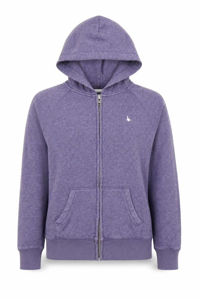 Front view of Jack Wills unisex purple full zip hoodie 10 plus