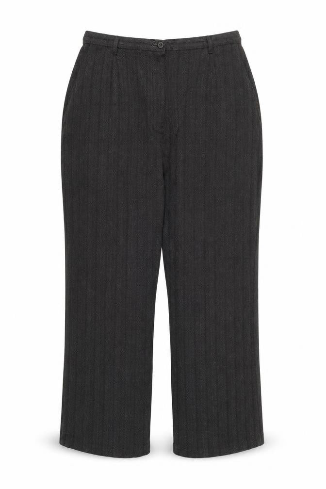 Front view of Style by EWM Women's Black Herringbone Trousers, size 18