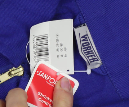 Worker Men's Blue Dungarees, Size 48, Cotton Canvas