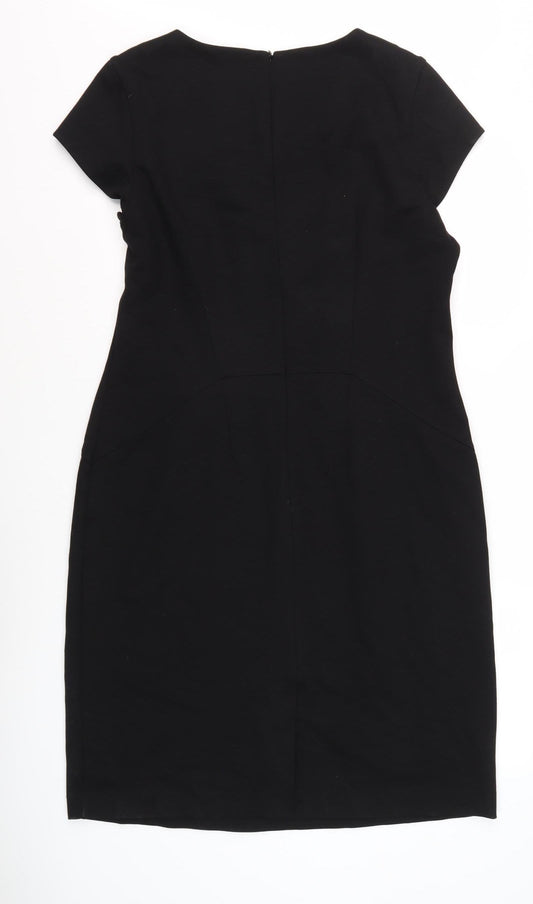 John Lewis Women's Black Sheath Dress, Size 16, Knee Length