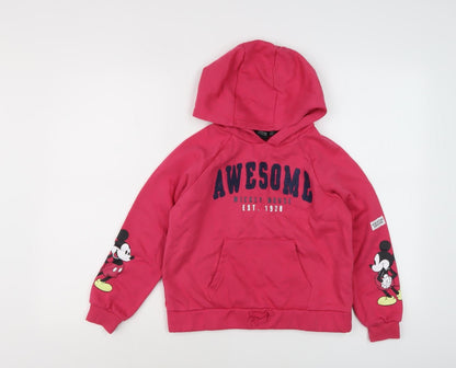 Disney Girls Red Mickey Mouse Hoodie Pullover 11 Years Casual Fun