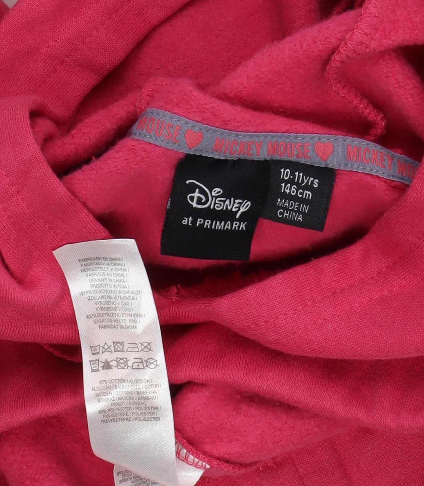 Disney Girls Red Mickey Mouse Hoodie Pullover 11 Years Casual Fun