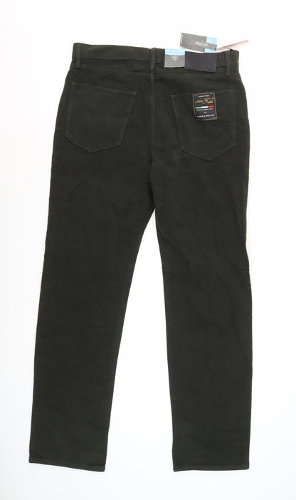 Marks and Spencer Men's Green Regular Fit Trousers