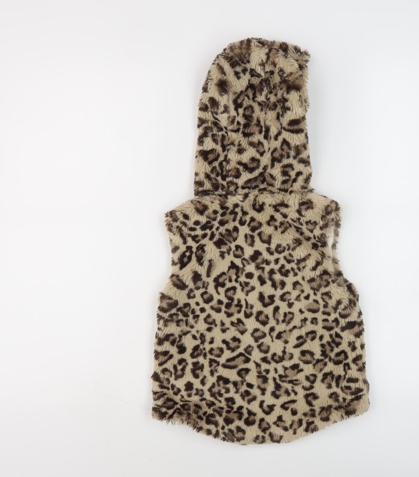 Next Girls Brown Animal Print Sleeveless Hoodie Vest, 2-3 Years