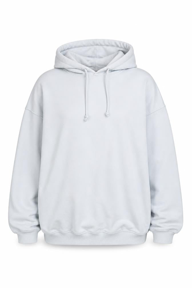 Front view of H&M unisex adults white pullover hoodie l