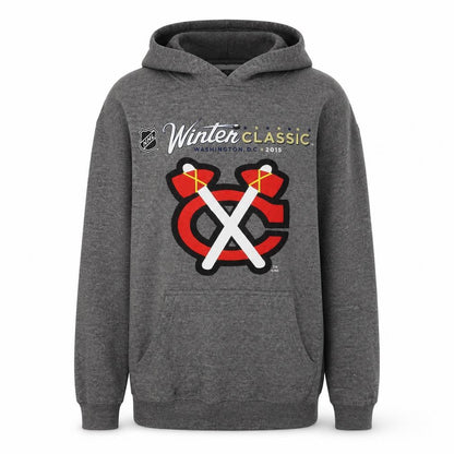 Front view of Team Athletics Teens Grey Logo Pullover Hoodie L
