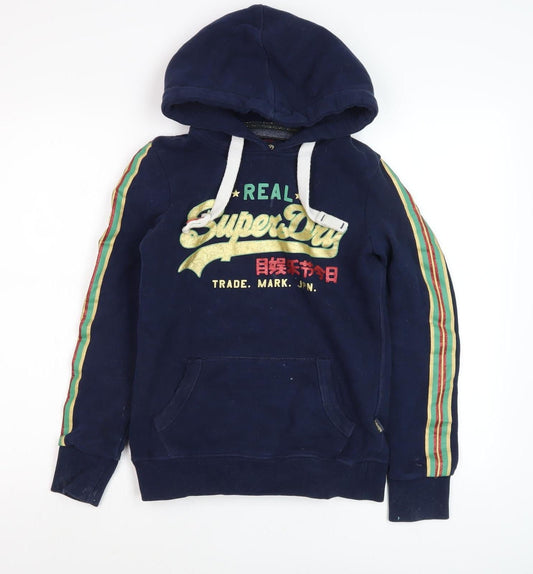 Superdry Women's Blue Pullover Hoodie, UK 6, Hooded Long Sleeve