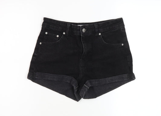Bershka Black Denim Shorts - Size 10, Women's Casual Wear
