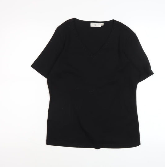 Womens UK Size S CC Black Basic T-Shirt
