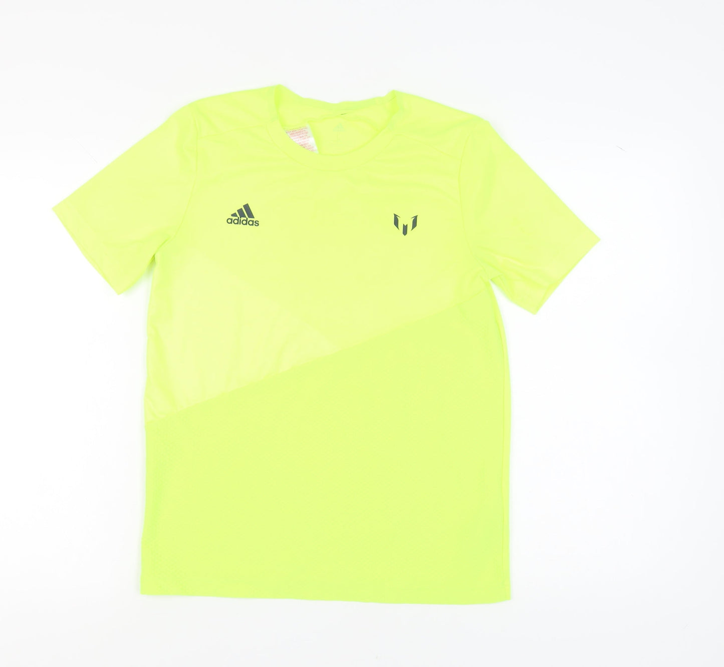 Adidas Boys Green Football T-Shirt, Size L, Athletic Fit