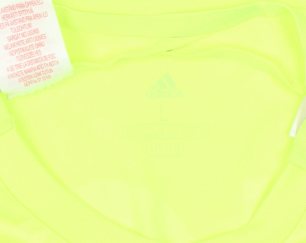 Adidas Boys Green Football T-Shirt, Size L, Athletic Fit