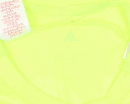 Adidas Boys Green Football T-Shirt, Size L, Athletic Fit