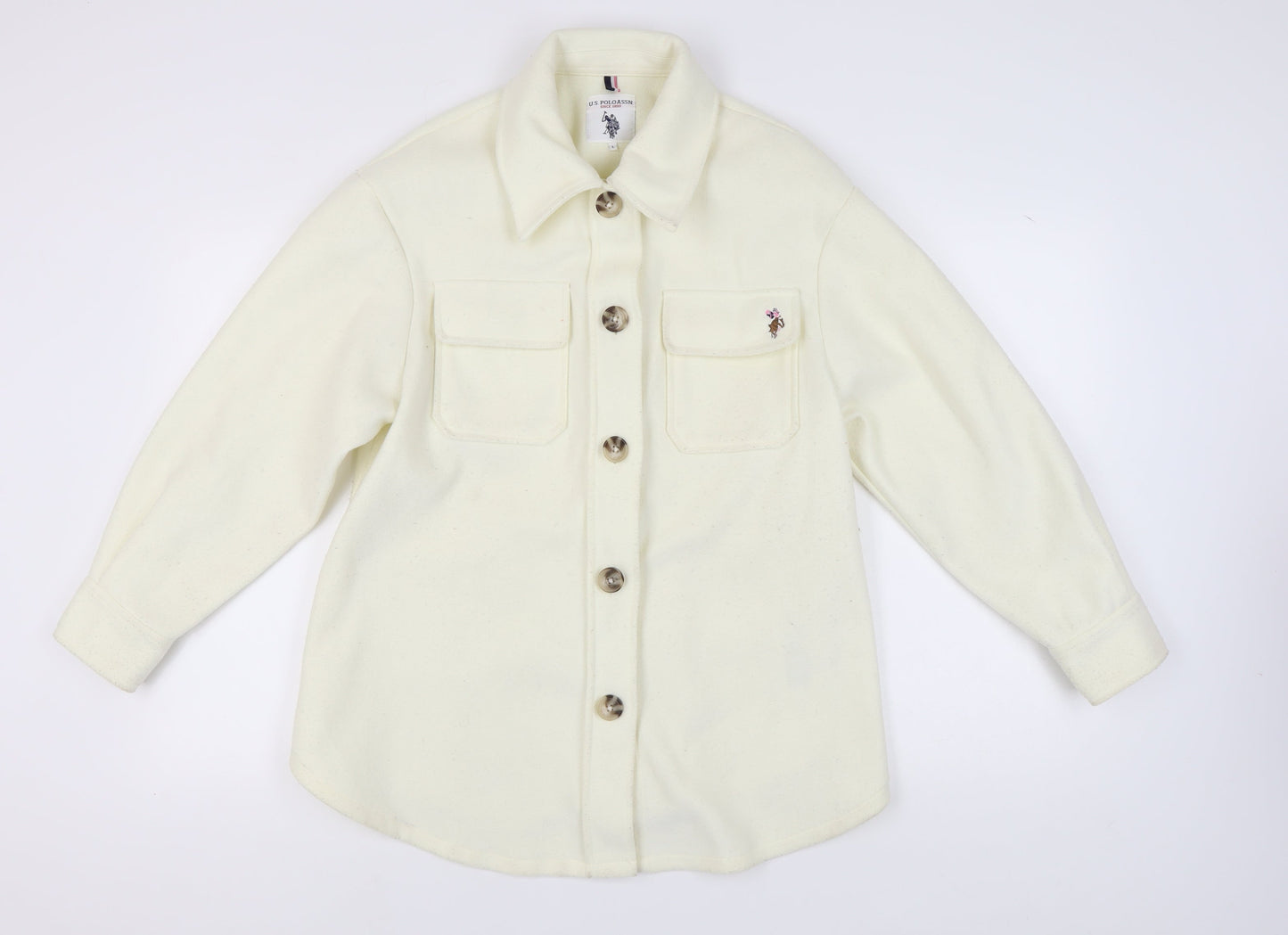 U.S. Polo Assn. Women's White Jacket Size L Collared Casual