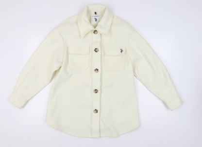 U.S. Polo Assn. Women's White Jacket Size L Collared Casual