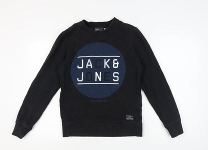 Mens UK Size S JACK & JONES Black Pullover Sweatshirt