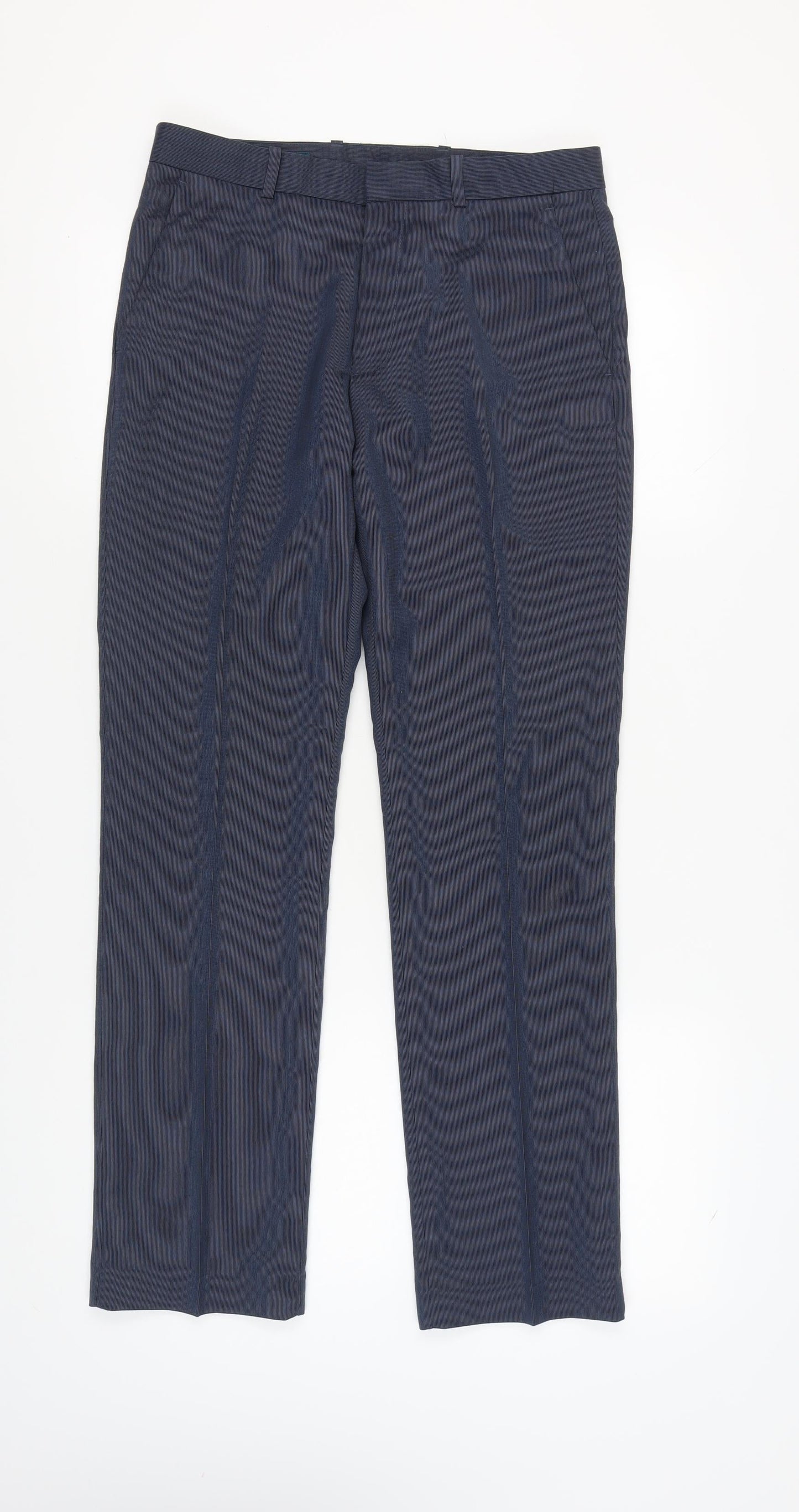 Perry Ellis Men's Blue Slim Fit Dress Trousers