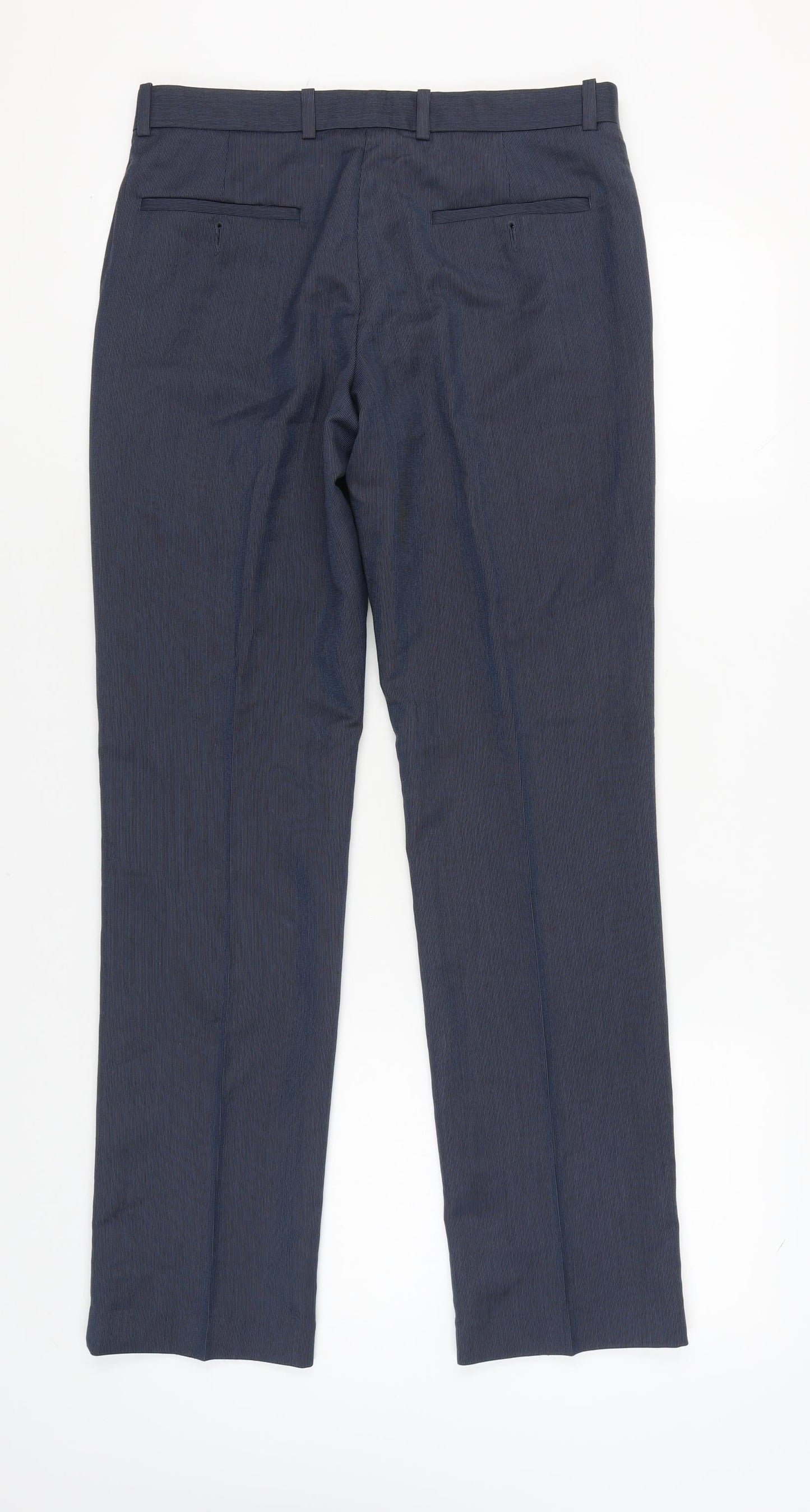 Perry Ellis Men's Blue Slim Fit Dress Trousers