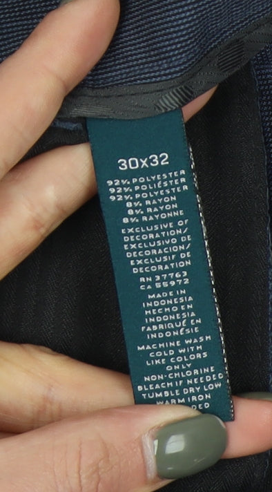 Perry Ellis Men's Blue Slim Fit Dress Trousers