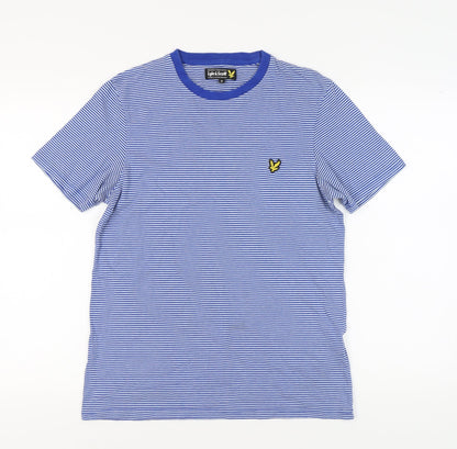 Lyle & Scott Men's Blue Striped Crew T-Shirt - Medium