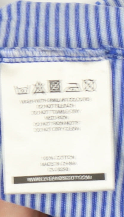 Lyle & Scott Men's Blue Striped Crew T-Shirt - Medium