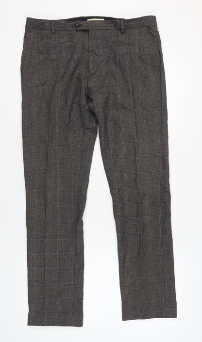 Reiss Men's Grey Check Dress Pants Size 34