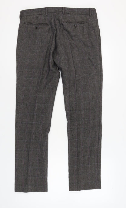 Reiss Men's Grey Check Dress Pants Size 34