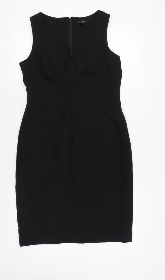 Linea Women's Black Wool Sheath Dress Size 14