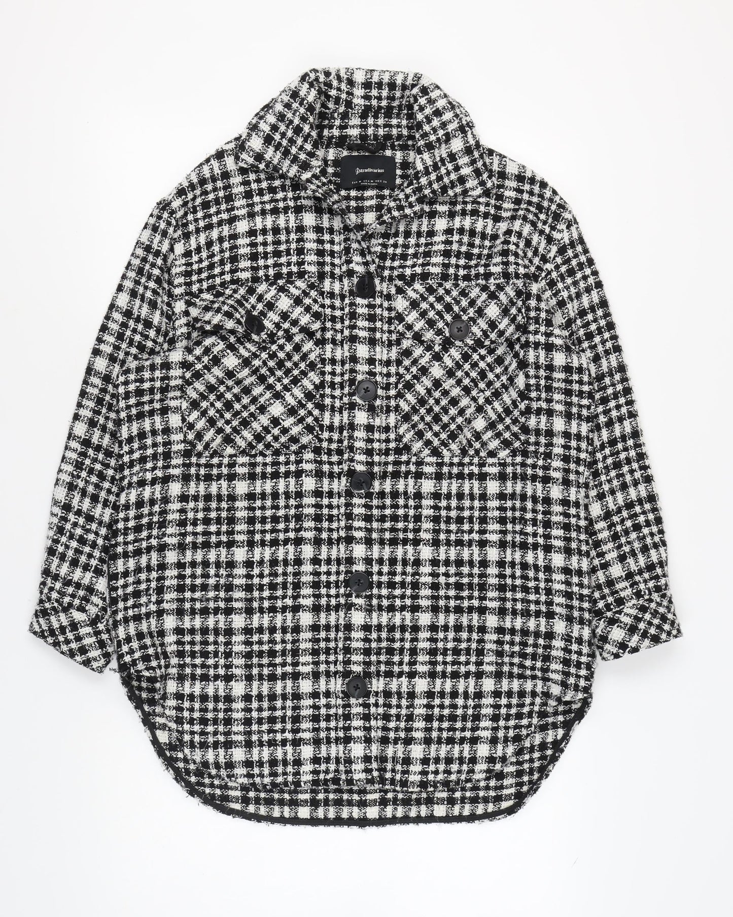Stradivarius Women's Black Checked Jacket M