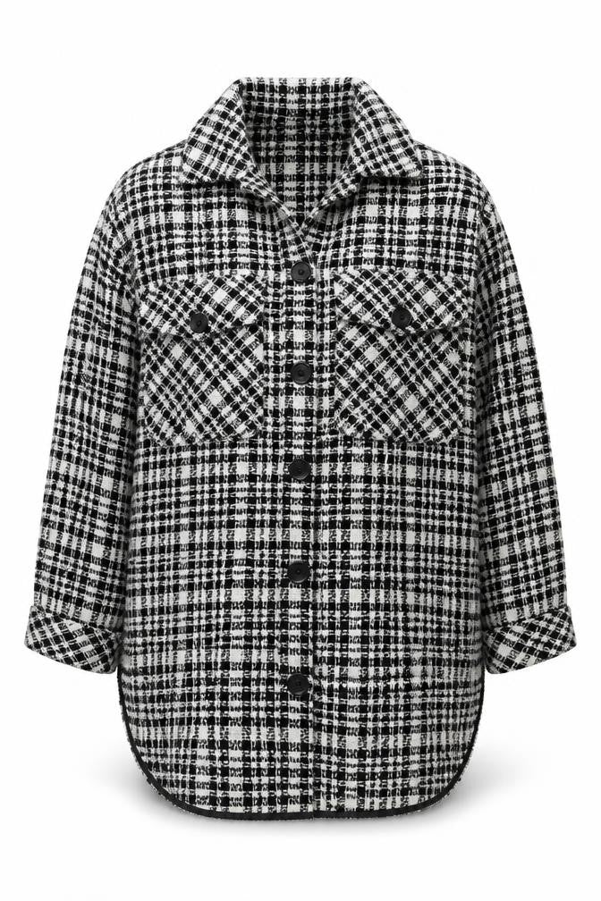Stradivarius Women's Black Checked Jacket M