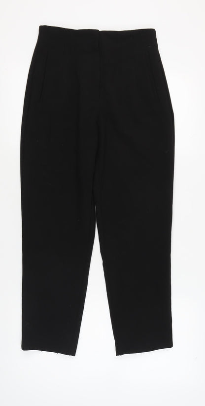 Womens UK Size M Zara Regular Fit Cropped Black Trousers
