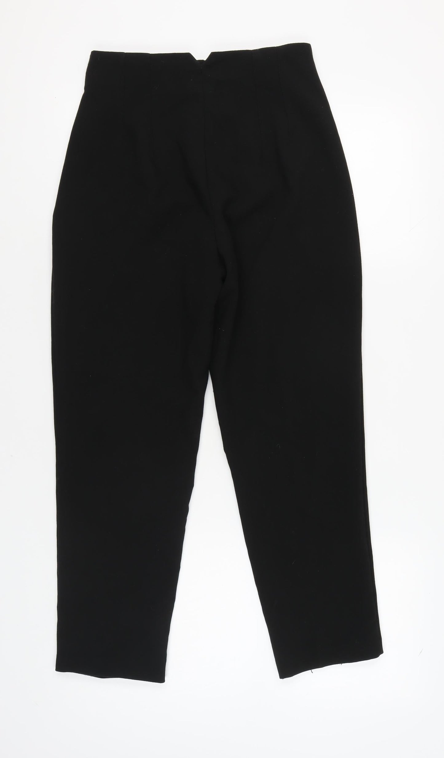 Womens UK Size M Zara Regular Fit Cropped Black Trousers