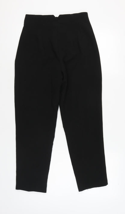 Womens UK Size M Zara Regular Fit Cropped Black Trousers