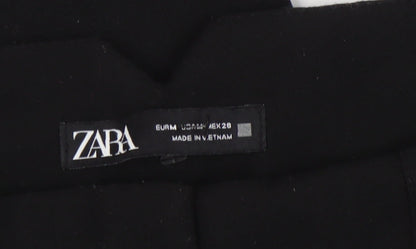 Womens UK Size M Zara Regular Fit Cropped Black Trousers