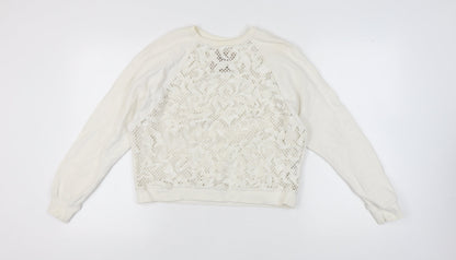 Womens UK Size 10 Pull&Bear Ivory Pullover Sweatshirt
