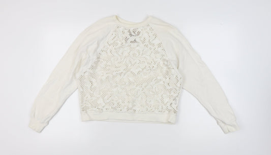 Womens UK Size 10 Pull&Bear Ivory Pullover Sweatshirt