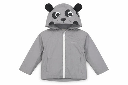 Front view of Regatta boys’ grey hooded rain coat 4 years