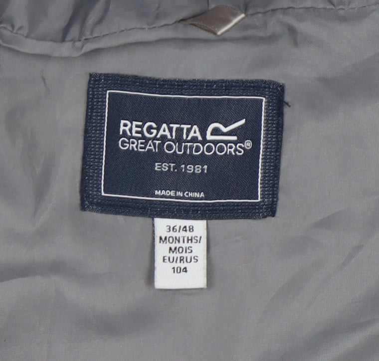 Regatta Boys Grey Hooded Rain Coat 4 Years