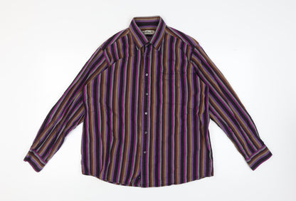 Bar Harbour Men's Multicoloured Striped Shirt, Size L, Casual