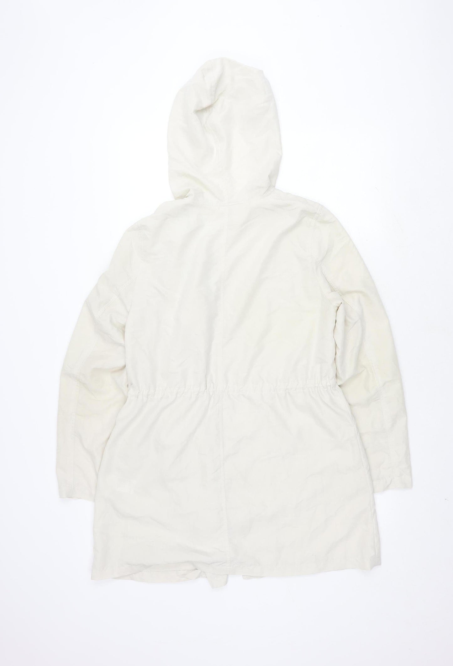 H&M Divided Women’s White Parka, Size 12, Casual Hooded