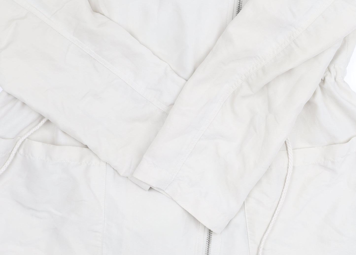 H&M Divided Women’s White Parka, Size 12, Casual Hooded