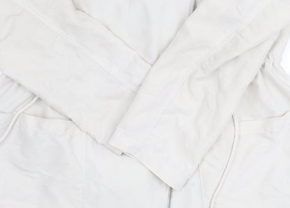 H&M Divided Women’s White Parka, Size 12, Casual Hooded