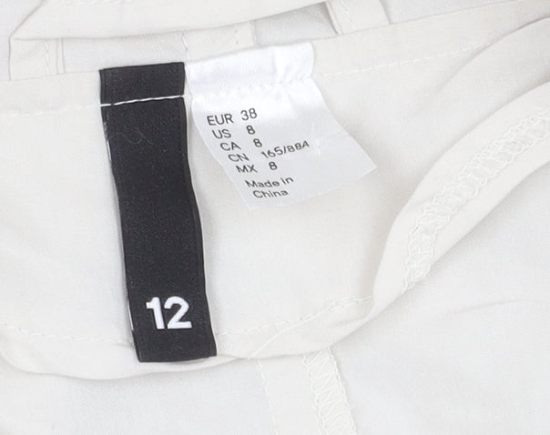 H&M Divided Women’s White Parka, Size 12, Casual Hooded