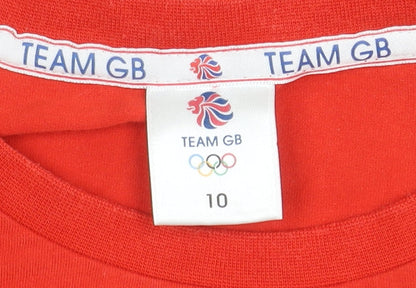 Womens UK Size 10 Team GB Red Basic T-Shirt