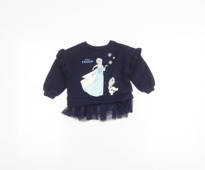 George Girls Blue Frozen Jumper 12-18 Months